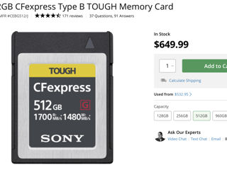 Sony 512GB XQD CFexpress Type B TOUGH Memory Card foto 2