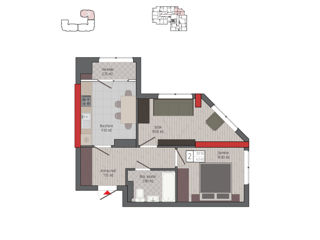 Apartament cu 2 camere, 44 m², Centru, Comrat foto 2