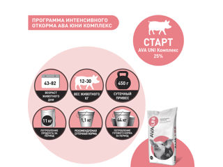 SPMV pentru porci AVA UNI Complex (Start 25%, Grover 15%, Finiș 10%). 25kg foto 6