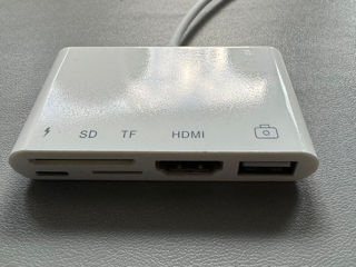 Adaptor USB Lightening la HDMI, Adaptor AV digital HDTV 1080P Cititor de carduri HDMI SD TF 5 în 1 foto 8