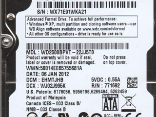 Продам HDD 2.5" Sata от 250gb до 320gb