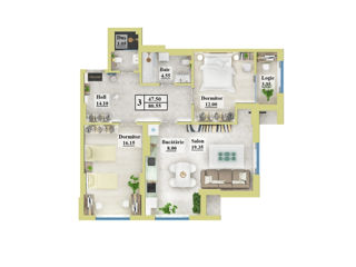 Apartament cu 2 camere, 67 m², Centru, Hîncești foto 5