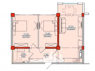 Apartament cu 2 camere, 71 m², Telecentru, Chișinău foto 3