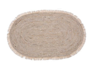 Коврик Соломенный 80X50Cm H&S "Бахрома" Овал, Беж