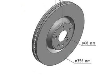 Оригинальные передние тормозные диски 356mm audi A6, A7.   4G0615301A foto 5