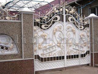 Porți, garduri, copertine, balustrade, gratii, uși metalicei, alte confecții forjate.
