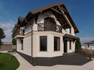 Casă de locuit individuală cu 2 niveluri / stil negociabil /  P+M / 142.7m2 / construcții / 3D foto 3