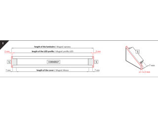 Profil din aluminiu de colt CORNER 27 pentru banda LED - anodizat 2 metri - set complet Profilul LED foto 6