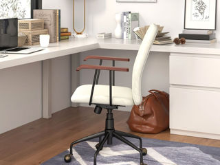 Scaun de birou reglabil pe înalțime cu spătar din catifea foto 2