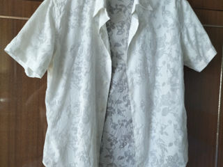 Белая шелковая рубашка мужская Celio    размер  S(46)   100 Lei