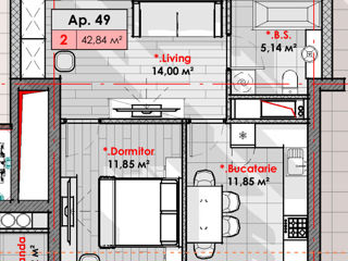 Apartament cu 1 cameră, 43 m², Râșcani, Chișinău foto 4