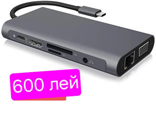 Док-станции.hub usb type C  to HDMIi, dp.usb type C  Vga Sd/tf Pd .lan. rj-45 .audio foto 8