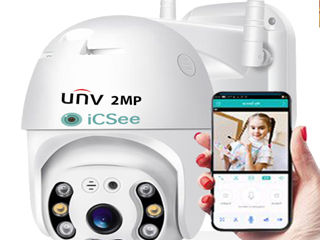 Camera WiFi 2MP Full-HD UNV IP ICsee Robot Cruizer Microfon Sirena Full-Color
