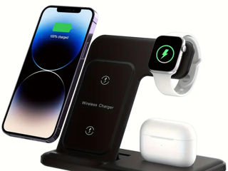 Incărcător 3 în 1 pentru iPhone, Apple Watch și AirPods