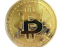 Подарочный Bitcoin BTC. Сувенирная монета Биткоин Bitcoin в капсуле, цвет золото.