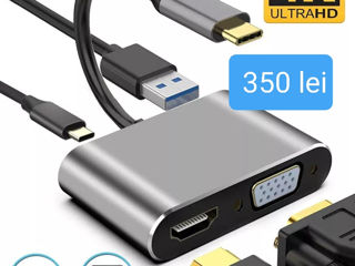 Док-станции.hub usb type C  to HDMIi, dp.usb type C  Vga Sd/tf Pd .lan. rj-45 .audio foto 5