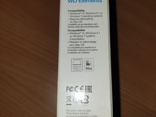 Внешний жесткий диск HDD Western Digital Elements 1TB 2.5" USB 3.0 Черный WDBUZG0010BBK foto 6