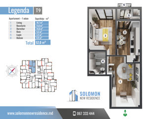 Apartament cu 1 cameră, 52 m², Centru, Codru, Chișinău mun. foto 5