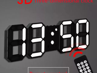 Часы-Мультиколор 10 режимов-Хамелеон=3D=LED с пультом. Показывают температуру в комнате. foto 9