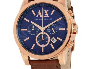 Armani Exchange Mens Blue Rose Gold Chronograph