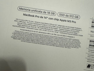 MacBook Pro 14 M3 Pro 18/512gb Space Black Sigilat Original Garantie Apple foto 3
