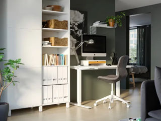 IKEA Trotten Birou cu inaltime reglabila, alb, 120x70 cm foto 2