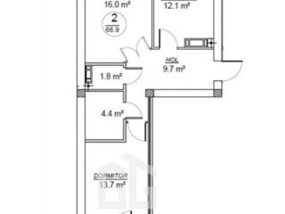 Apartament cu 2 camere, 67 m², Buiucani, Chișinău foto 2