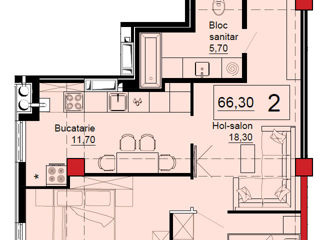Apartament cu 2 camere, 66 m², Durlești, Chișinău foto 7