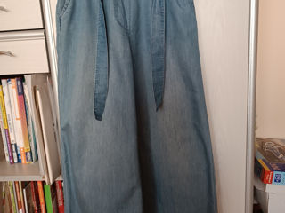 Штаны-трубы джинсовые летние