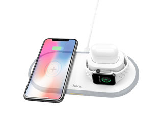 Încărcător Wireless HOCO CW21 Wisdom 3-în-1 iPhone/iWatch/AirPods 2A alb