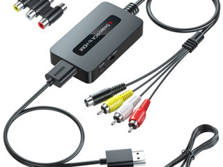SVideo to HDMI Converter, S-Video and 3RCA CVBS Composite to Audio Video Converter Support 1080P