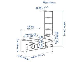 Living IKEA Brimnes Alb 180x41x190 cm, livrăm gratuit foto 3