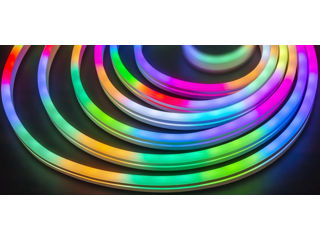 Цветной (6 цветный) двухсторонний светодиодный гибкий неон  5м с контроллером, 220 В  Цветной (6 цве
