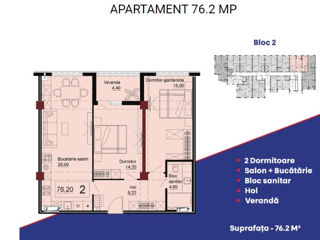 Apartament cu 2 camere, 76 m², Telecentru, Chișinău foto 3