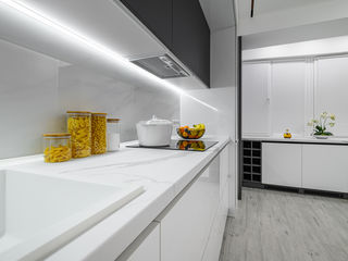 Bucătărie liniară în stil modern, Rimobel, MDF vopsit lucios, culoare Alb foto 12