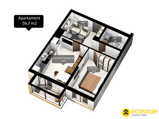 Apartament cu 1 cameră, 57 m², Poșta Veche, Chișinău
