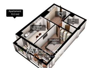 Apartament cu 1 cameră, 54 m², Poșta Veche, Chișinău foto 3