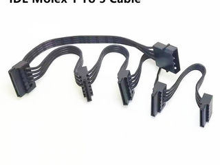 ID-187 - MOLEX 4 pin to 5 x SATA for HARD DRIVE - HDD SSD Адаптер - Тройник - Переходник - Коннектор foto 4