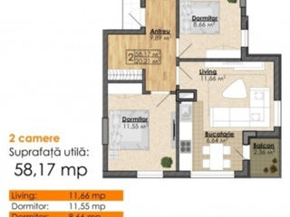 Apartament cu 2 camere, 58 m², Centru, Chișinău