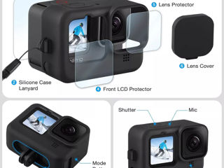 Husă din silicon și kit de protecție pentru ecran pentru GoPro Hero 12/11/10/9 Black, Include foto 6