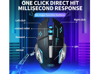 Mouse cu fir mecanic pentru jocuri XO M10 cu 6 butoane foto 3