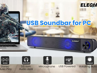 Elegiant SR200, 6W, Mini Soundbar PC,Gradient Lights, Black. Новый. foto 6