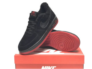 Nike Air Force 1 Low Suede Black/Red cu blana / с мехом foto 5