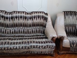 Canapea din lemn cu piele naturală italiană(se desface pentru dormit) + fotoliu de la ergolemn foto 9