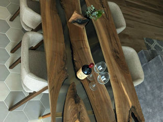 Mese din rășina epoxidică și lemn masiv  foto 0