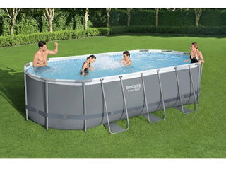 Bestway Piscina Power Steel Oval 488x305x107cm, 10949L, carcas metal foto 4