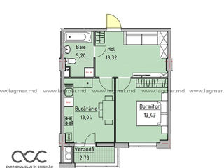 Apartament cu 1 cameră, 46 m², Poșta Veche, Chișinău foto 2