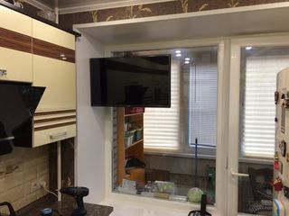 Установка телевизора на стену, кронштейнов для тв.Instalarea specializata a suportului TV pe perete foto 4