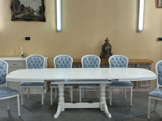 Masa alba cu 8 scaune,produs din lemn, Белый стол с 8 стульями, деревянное изделие, foto 13