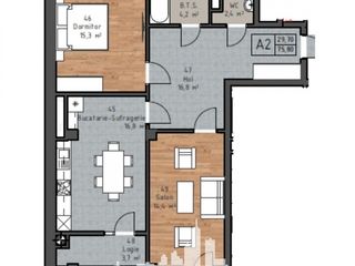 Apartament cu 2 camere, 76 m², Centru, Ialoveni foto 2